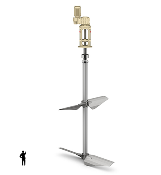 Zeer krachtig en groot, tot Ø 8000 mm. Geschikt voor niet newtoniaanse vloeistoffen tot 950 mPa·s.